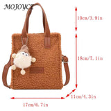 Faux Lambswool Shoulder Bag with Pendant for Winter