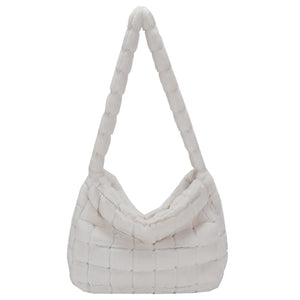 Fluffy Shoulder Bag Large Capacity Casual Soft Handbag