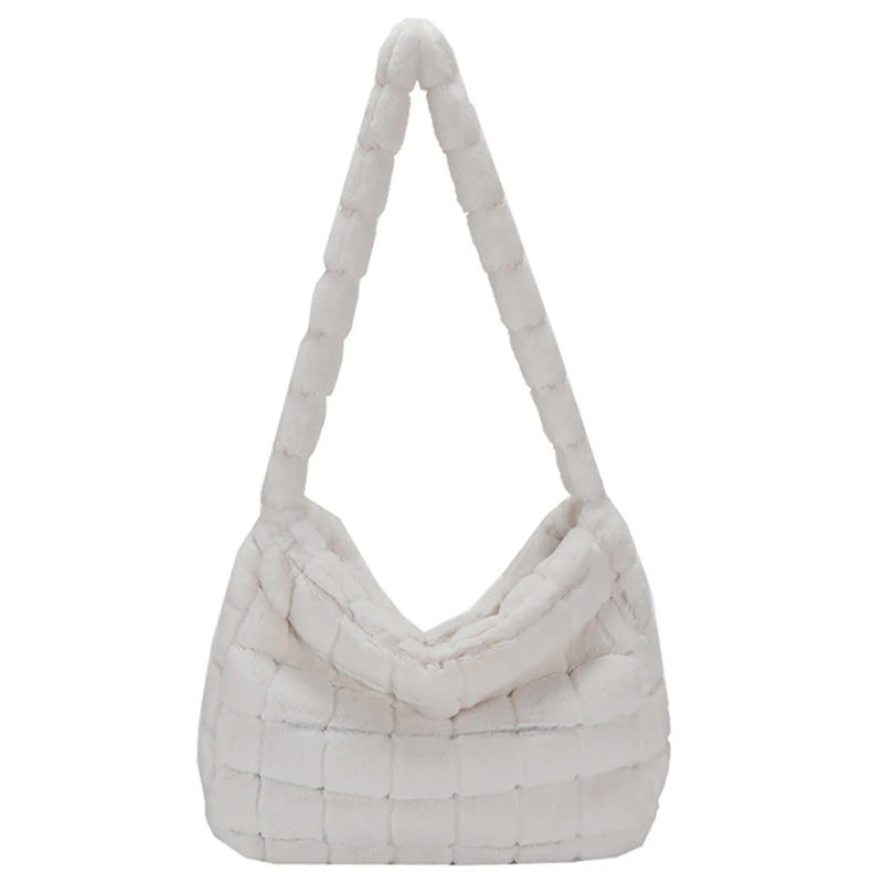 Fluffy Shoulder Bag Large Capacity Casual Soft Handbag