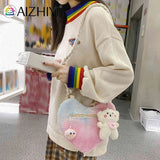 Plush Shoulder Bag Lightweight Soft Small Casual Zipper