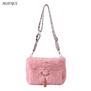 Plush Shoulder Bag Soft Warm Furry Dating Shopping Messenger Bag for Women Girl
