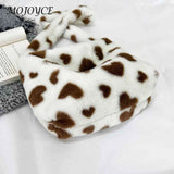 Heart Print Fluffy Shoulder Bag for Holiday Party