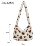 Heart Print Fluffy Shoulder Bag for Holiday Party