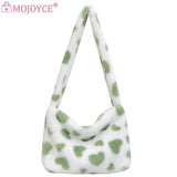 Love Heart Print Fluffy Shoulder Bag Soft Casual Portable for Party