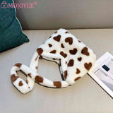 Love Heart Print Fluffy Shoulder Bag Soft Casual Portable for Party