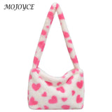 Heart Print Fluffy Shoulder Bag for Holiday Party