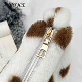 Heart Print Fluffy Hand Bag Soft Portable for Party