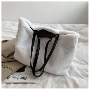 Faux Fur Shoulder Bag Women Large Capacity Casual Tote Bag