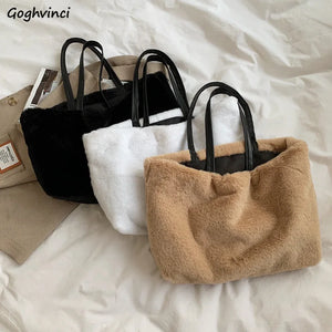 Faux Fur Shoulder Bag Women Large Capacity Casual Tote Bag