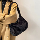 Plush Shoulder Bag Large Capacity Underarm Handbag for Women