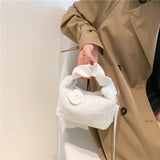Plush Shoulder Bags for Women PU Strap Cloud Fold Furry Handbags