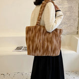 Large Capacity Plush Shoulder Bag for Women Purses