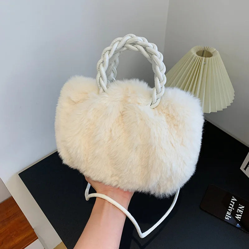 Plush Small Handbag Women Autumn Winter Soft Versatile One Shoulder Bag