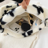 Soft Shoulder Bag Women Animal Pattern Underarm Bags Small Shoulder Fluffy