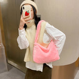 Soft Shoulder Bag Women Animal Pattern Underarm Bags Small Shoulder Fluffy