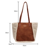 Plush Splicing Commute Bag Large Capacity Top-handle Bag