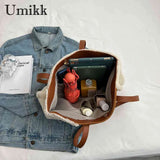 Plush Splicing Shoulder Bag Large Capacity Top-handle Bag