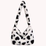 Plush Top-handle Bag Love Heart Print Women Handbags