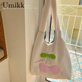 Cherry Cartoon Plush Top-handle Bag for Holiday Party