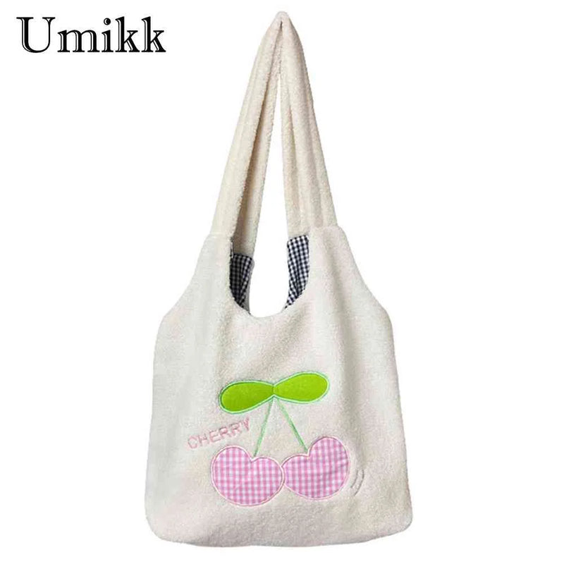 Cherry Cartoon Plush Top-handle Bag for Holiday Party
