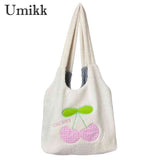 Cherry Cartoon Plush Top-handle Bag for Holiday Party