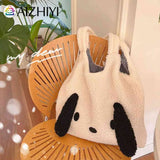 Fluffy Top-handle Bag Animal Pattern Large Capacity Soft Casual