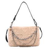 Plush Top-handle Bag Soft Fluffy Purse with Multi-layer Chains for Travel