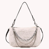Plush Top-handle Bag Soft Fluffy Purse with Multi-layer Chains for Travel