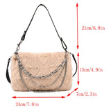 Plush Top-handle Bag Soft Fluffy Purse with Multi-layer Chains for Travel