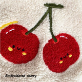 Cherry Embroidery Tote Bag Women Autumn Winter Plush Handbag Eco Shoulder