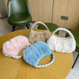Plush Twist Braid Handbag Top Handle Tote Bag