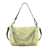 Plush Underarm Handbags Soft Fluffy Messenger Bag Chains Solid for Travel