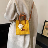 Faux Fur Crossbody Bag with Pendant for Winter
