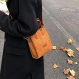 Faux Fur Crossbody Bag with Pendant for Winter