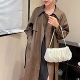 Warm Pleated Women Handbag Autumn Winter Shoulder Bag Casual Cloud Handbags
