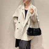 Warm Pleated Women Handbag Autumn Winter Shoulder Bag Casual Cloud Handbags