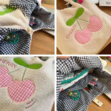 Plush Women Handbags Cherry Cartoon Autumn Winter Female Underarm Bag
