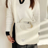 Plush Women Messenger Bag Autumn Winter Top-handle Warm Soft Portable