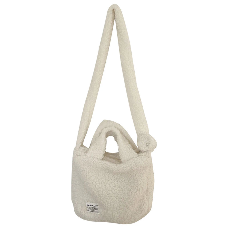 Plush Women Messenger Bag Milky Shoulder Bag Ladies Casual Tote Handbag