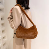 Fluffy Women Shoulder Bag Love Heart Printed Tote Bag