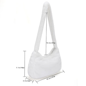 Plush Women Shoulder Bag Love Heart Printed Soft for Street Travel