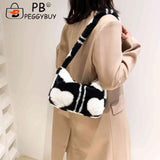 Soft Love Heart Print Top-handle Bag for Street Travel
