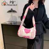 Soft Love Heart Print Top-handle Bag for Street Travel