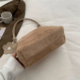Plush Women Shoulder Bag PU Strap Autumn Winter Female Commute Bag