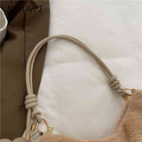 Plush Women Shoulder Bag PU Strap Commute Bag with Flower Pendant