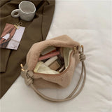 Plush Shoulder Bag with Flower Pendant