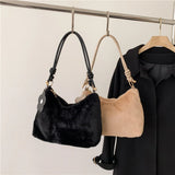 Plush Shoulder Bag with Flower Pendant