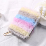 Soft Fluffy Women Wallet Colorful Stripes Female Purse for Travel Gift
