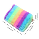 Soft Fluffy Women Wallet Colorful Stripes Female Purse for Travel Gift