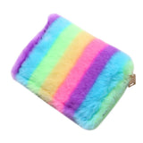 Soft Fluffy Women Wallet Colorful Stripes Female Purse for Travel Gift